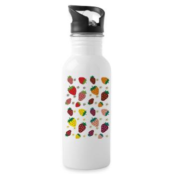 Strawberries colorful - Water bottle with straw - white - Right