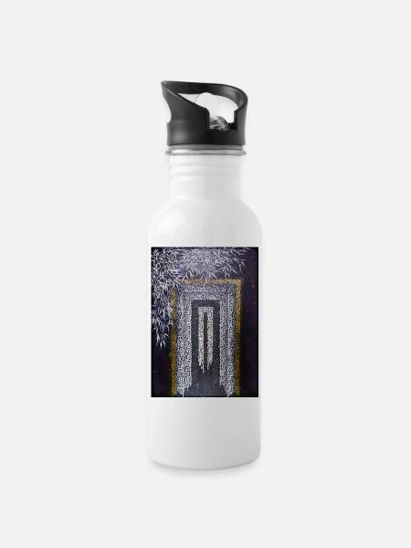 Calligraffiti - Tor (dunkel) - Trinkflasche mit integriertem Trinkhalm - Weiß