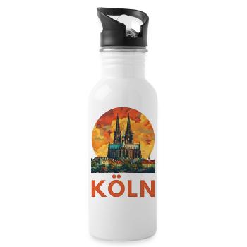 Cologne « Cathédrale de Cologne » - Gourde avec paille intégrée - blanc - Droite