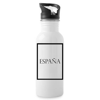 España, schlichter Statement Schriftzug - Trinkflasche mit integriertem Trinkhalm - Weiß - Rechts