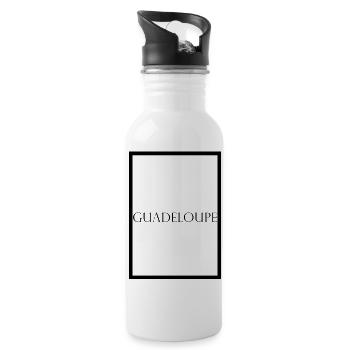 Guadeloupe, schlichter Statement Schriftzug - Trinkflasche mit integriertem Trinkhalm - Weiß - Rechts