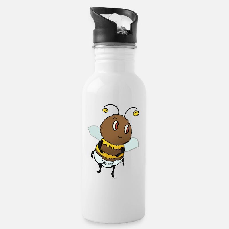 Baby-Hummel mit Windel - Trinkflasche mit integriertem Trinkhalm - Weiß