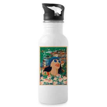 Croatia Croatia Hrvatska travel summer dubrovnik - Water bottle with straw - white - Right