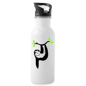 faultier 02 - Trinkflasche mit integriertem Trinkhalm - Weiß - Rechts