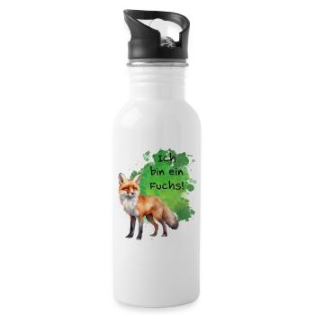 Ich bin ein Fuchs! - Trinkflasche mit integriertem Trinkhalm - Weiß - Rechts