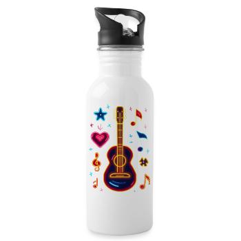 Retro Ukulele Retrowave - Trinkflasche mit integriertem Trinkhalm - Weiß - Rechts
