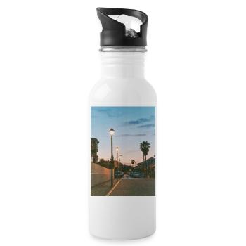 Entspannung und Gelassenheit - Abendsonne - Trinkflasche mit integriertem Trinkhalm - Weiß - Rechts