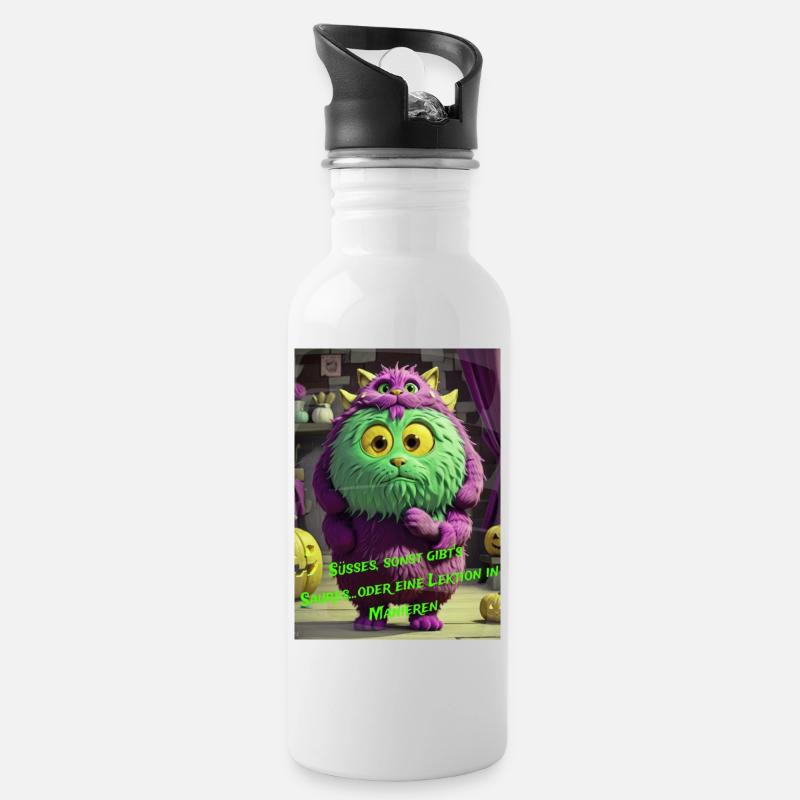 Halloween 4 - Trinkflasche mit integriertem Trinkhalm - Weiß