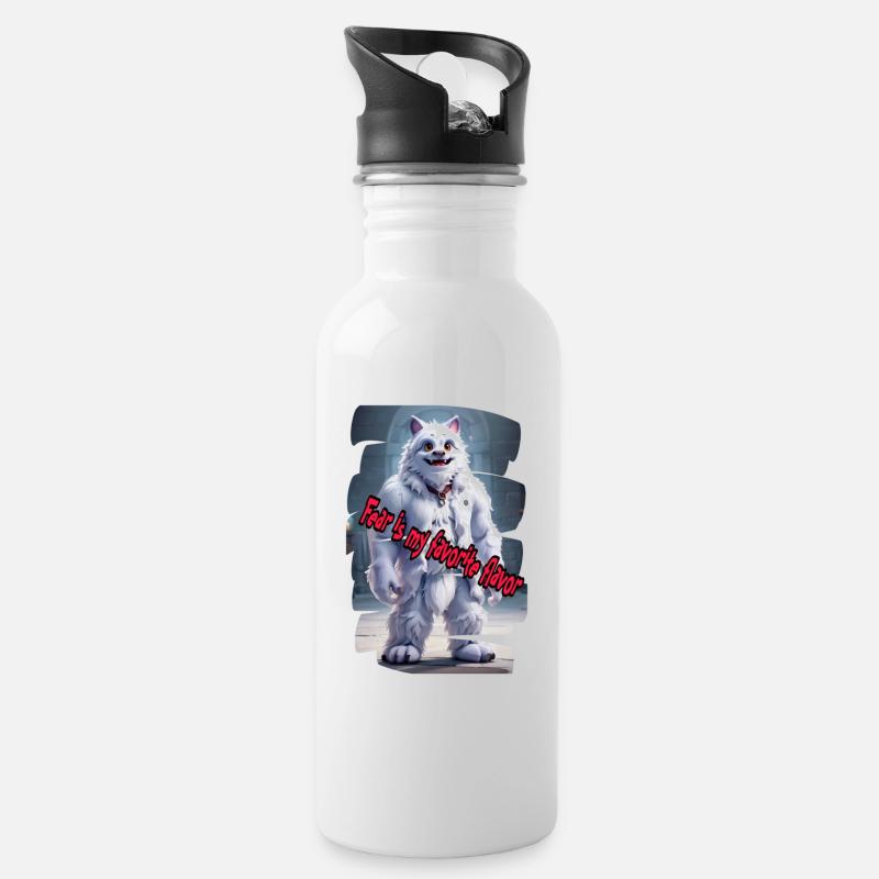 Monster 28 - Trinkflasche mit integriertem Trinkhalm - Weiß