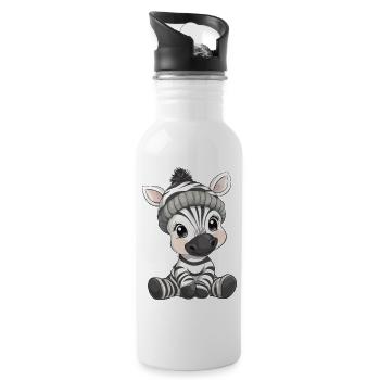 Zebra Süß Niedlich Baby Kinder Tier Cartoon - Trinkflasche mit integriertem Trinkhalm - Weiß - Rechts