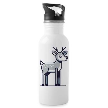 Rentier - Trinkflasche mit integriertem Trinkhalm - Weiß - Rechts