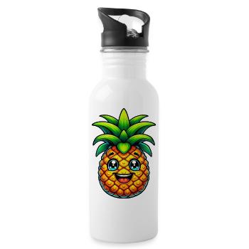 Ananas - Gourde avec paille intégrée - blanc - Droite