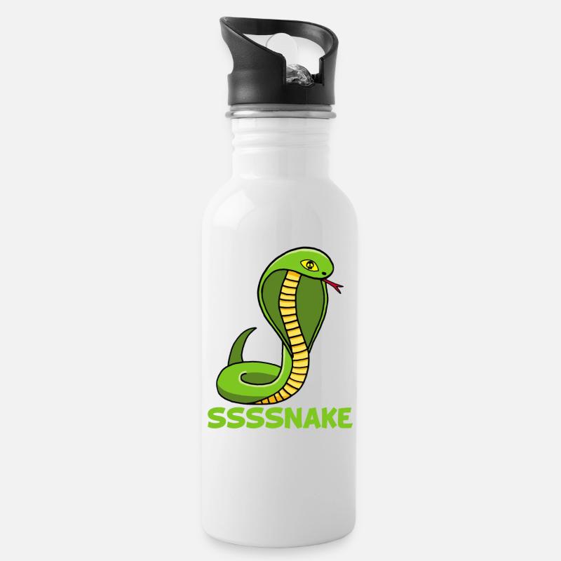 Schlangen-Manga - Trinkflasche mit integriertem Trinkhalm - Weiß
