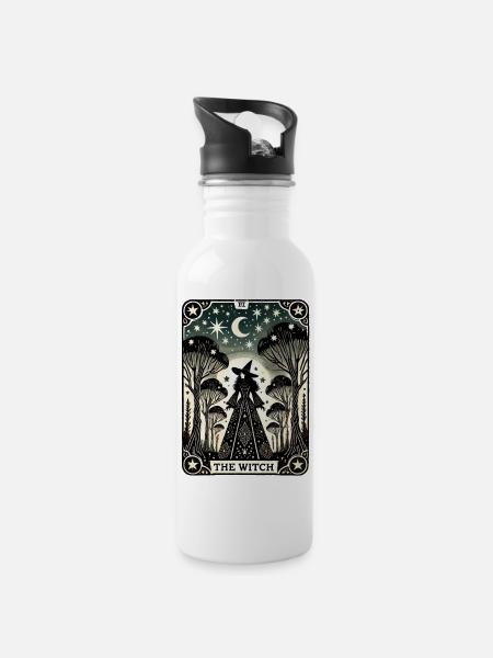 Die Hexe - Trinkflasche mit integriertem Trinkhalm - Weiß