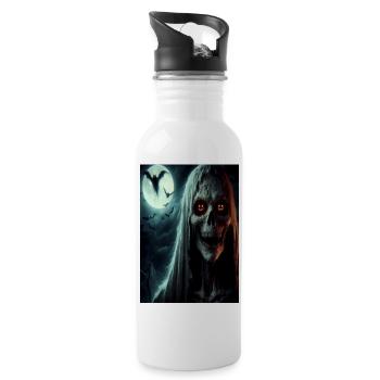 Scary scull - Water bottle with straw - white - Right