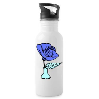 Schöne Rose Vase Blüte Blatt Röschen Romantisch - Trinkflasche mit integriertem Trinkhalm - Weiß - Rechts
