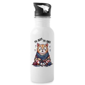 Okayste Katze - Trinkflasche mit integriertem Trinkhalm - Weiß - Rechts
