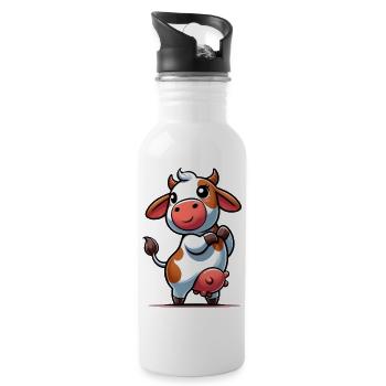 Vache - Gourde avec paille intégrée - blanc - Droite