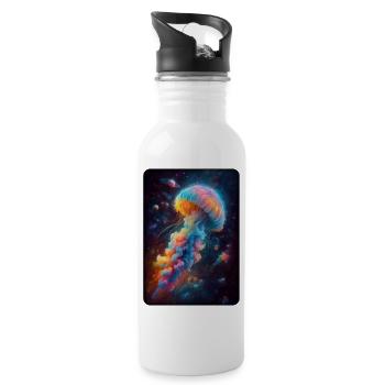 Cosmic Jellyfish Artwork - Water bottle with straw - white - Right