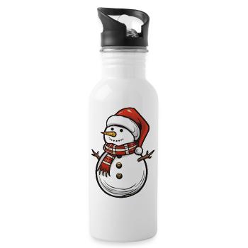 Bonhomme de neige Noël - Gourde avec paille intégrée - blanc - Droite