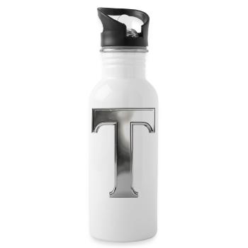Chrome ,, T " Metallic - Water bottle with straw - white - Right