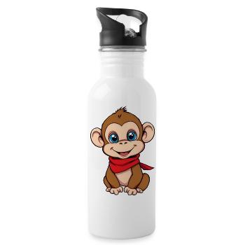 Niedliches Affe Rotes Bandana - Trinkflasche mit integriertem Trinkhalm - Weiß - Rechts