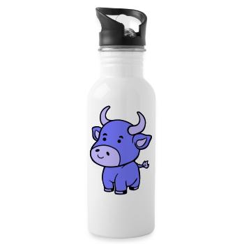 bébé vache - Gourde avec paille intégrée - blanc - Droite