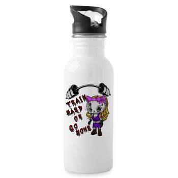 Train hard…. - Trinkflasche mit integriertem Trinkhalm - Weiß - Rechts