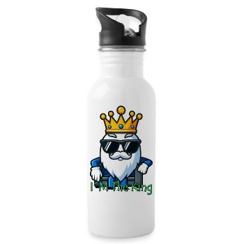 I m the King Schach - Trinkflasche mit integriertem Trinkhalm - Weiß - Rechts