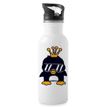 Crown Penguin King Queen Prince Princess Small - Water bottle with straw - white - Right