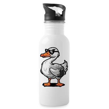 Gans Comic Cool - Trinkflasche mit integriertem Trinkhalm - Weiß - Rechts
