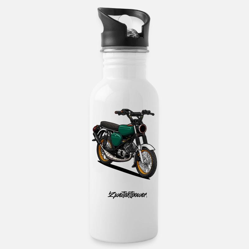 S51 (grün) // Illustration - Trinkflasche mit integriertem Trinkhalm - Weiß