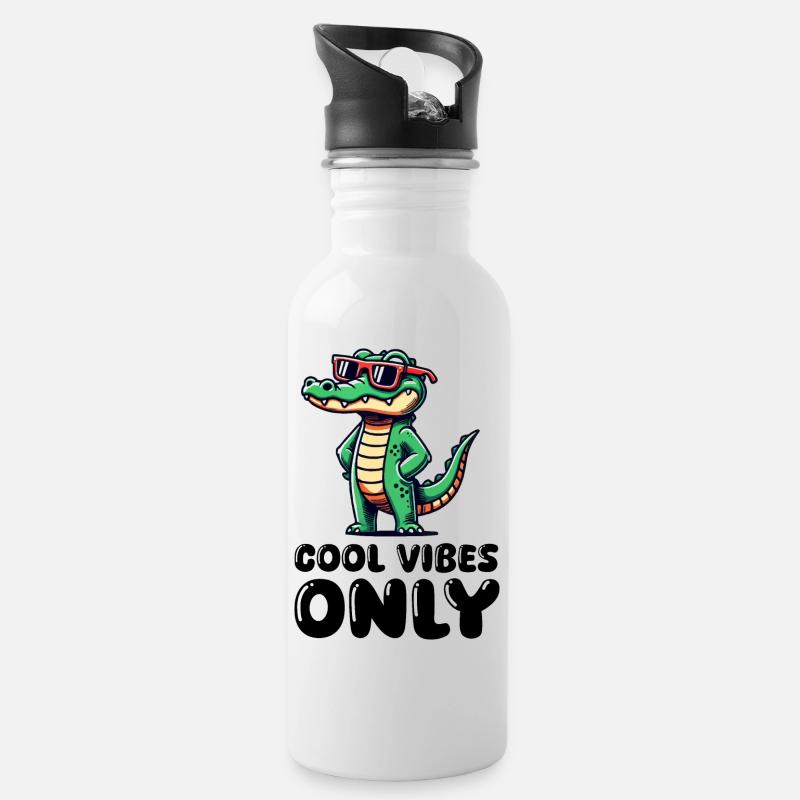 Crocodile Cool - Gourde avec paille intégrée - blanc