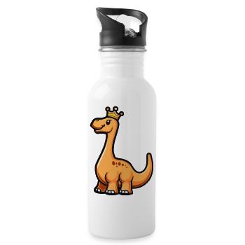 Dinosaur brontosaurus cartoon crown - Water bottle with straw - white - Right