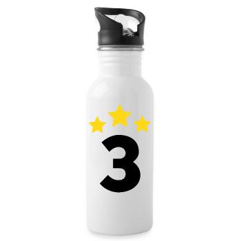 3 Year Star - 3rd Anniversary Gift - Water bottle with straw - white - Right
