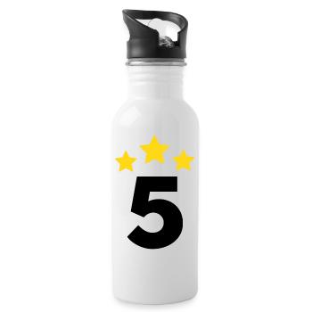 5 Year Star - 5th Anniversary Gift - Water bottle with straw - white - Right