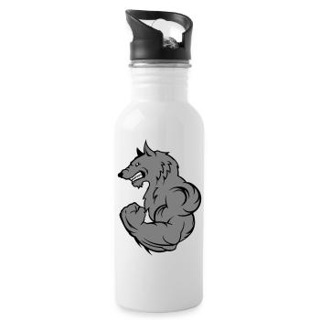 strong wolf - Trinkflasche mit integriertem Trinkhalm - Weiß - Rechts