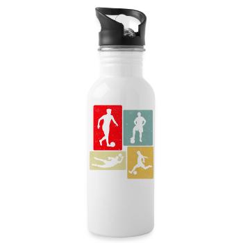 Fußball Vintage Retro - Trinkflasche mit integriertem Trinkhalm - Weiß - Rechts