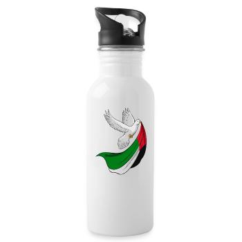 Free Palestine Design – Déclaration pour la paix - Gourde avec paille intégrée - blanc - Droite