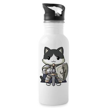 Paladin Katze - Trinkflasche mit integriertem Trinkhalm - Weiß - Rechts
