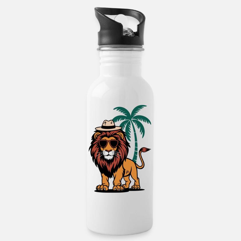 Tropical Lion - Gourde avec paille intégrée - blanc
