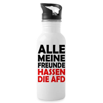 alle meine freunde hassen die afd - Trinkflasche mit integriertem Trinkhalm - Weiß - Rechts