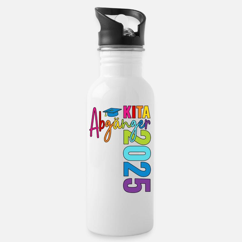 Kita Abgänger 2025 - Trinkflasche mit integriertem Trinkhalm - Weiß