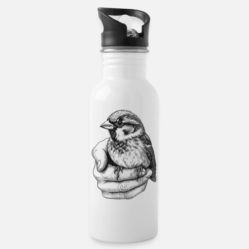 Spatz - Trinkflasche mit integriertem Trinkhalm - Weiß