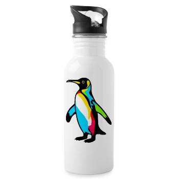 Pinguin - Trinkflasche mit integriertem Trinkhalm - Weiß - Rechts
