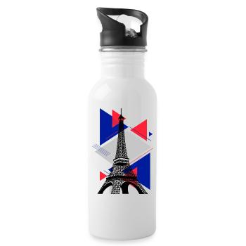 Paris Tour Eiffel France City Skyline Art - Gourde avec paille intégrée - blanc - Droite