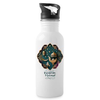 Ramadan Gift Eid Mubarak Islam Allah Muslim - Water bottle with straw - white - Right
