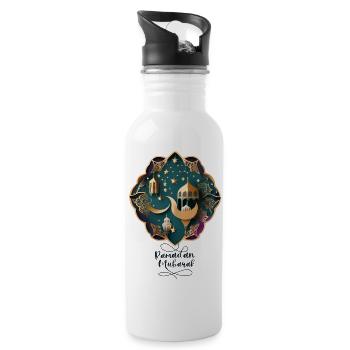 Ramadan Gift Eid Mubarak Islam Allah Muslim - Water bottle with straw - white - Right
