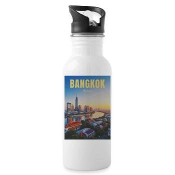 Bangkok City, Thailand - Water bottle with straw - white - Right