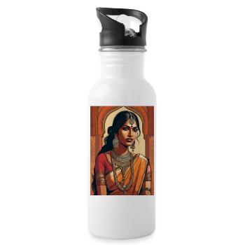 India Indian Woman Beautiful Punjab - Water bottle with straw - white - Right